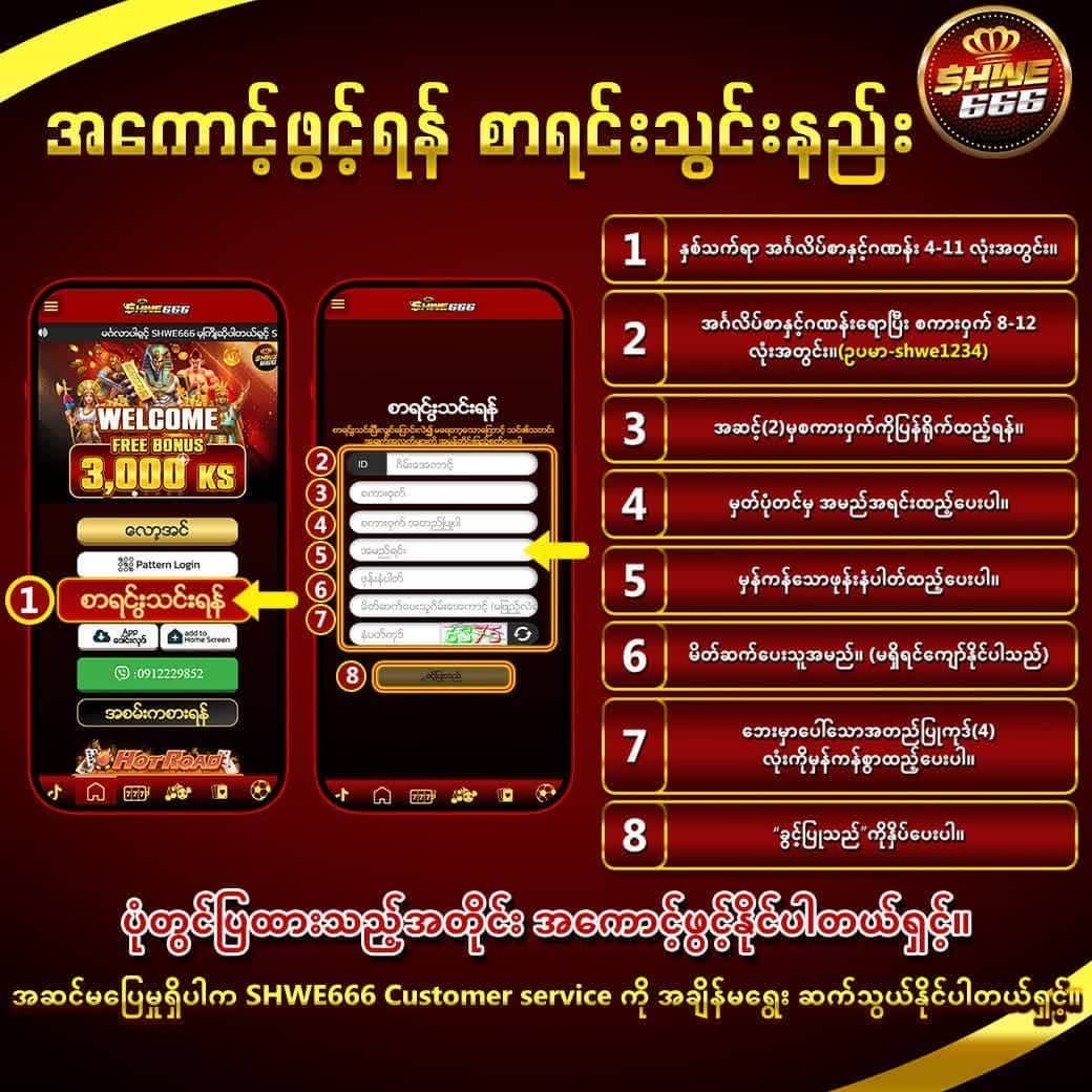 shwe666 အကောင့်ဖွင့်နည်း